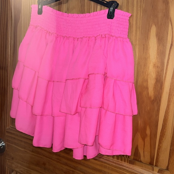 Bright Pink Layered tiered Skirt - Picture 2 of 4